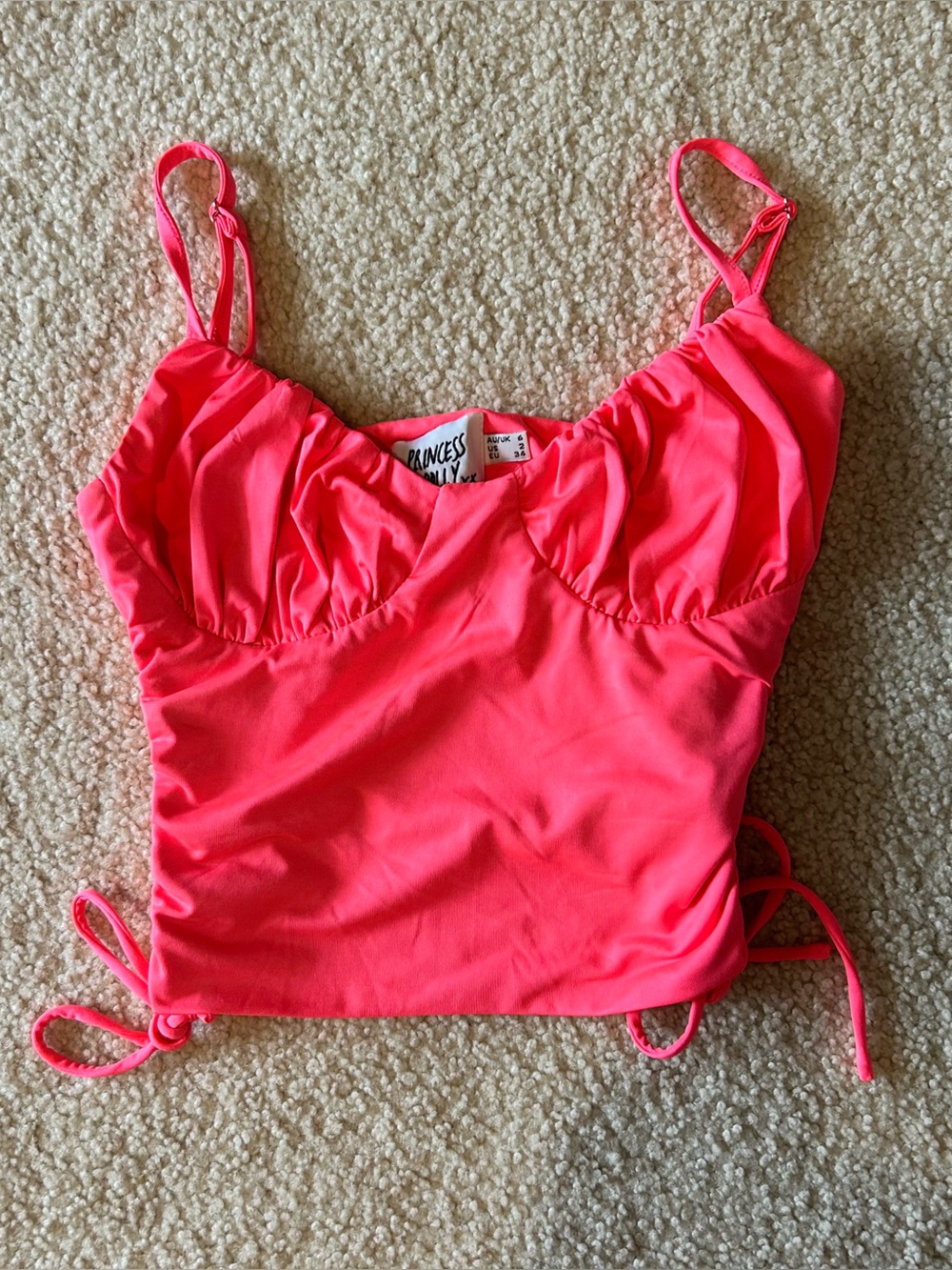 Princess Polly Neon Coral Tankini Crop Top - Coral Pink